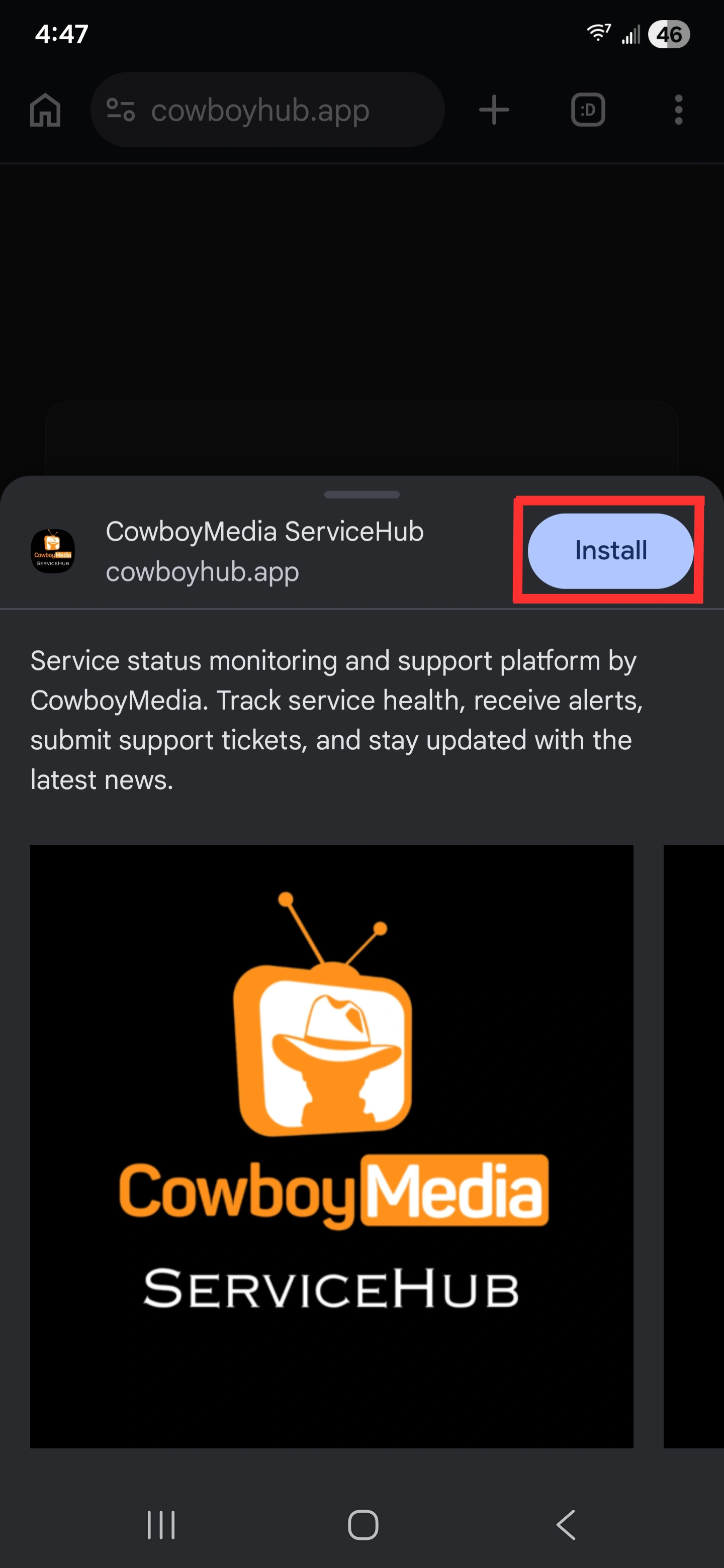 Android Install Step 3 – Add to Home Screen
