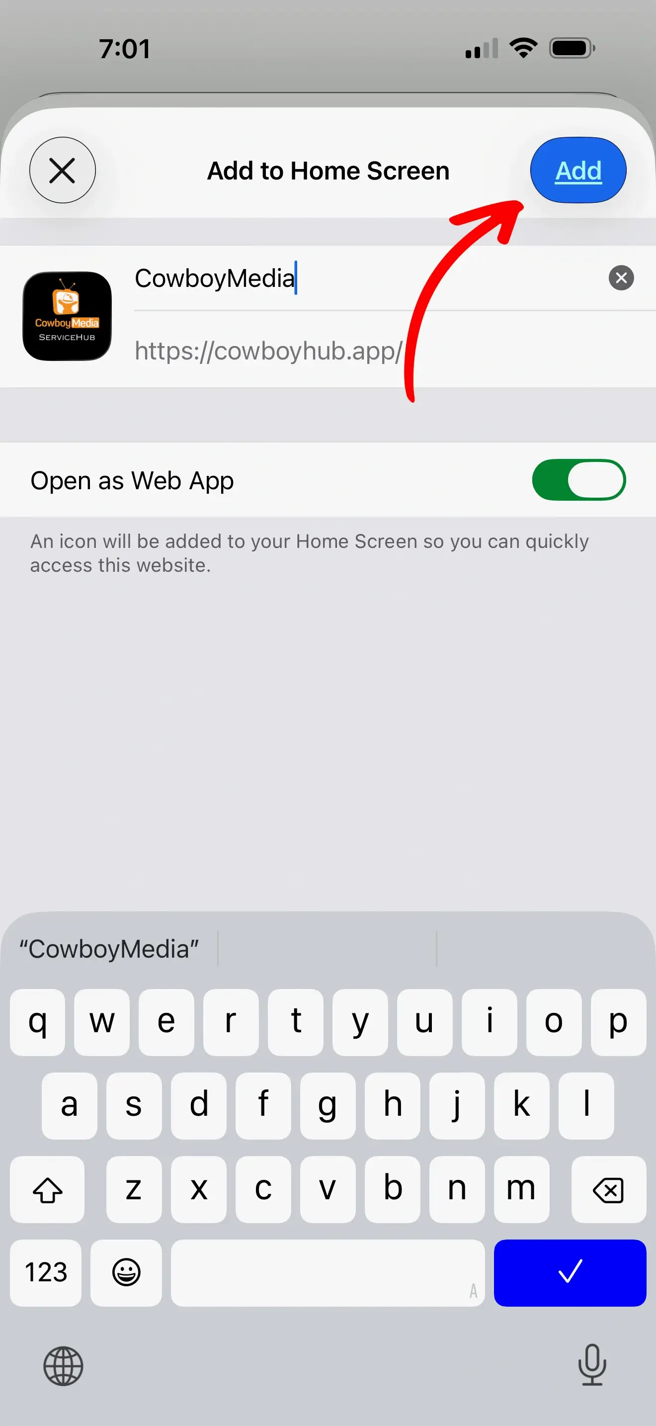 iPhone Safari Install Step 3 – App installed on home screen